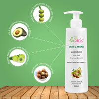La Pink Olive & Argan Shampoo for Dry & Frizzy Hair | Hydrating & Nourishing | Strengthens & Restores Shine | 100% Microplastic-Free | For Men & Women, All Hair Types | 250ml