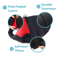 Gooby Padded Vest Dog Jacket - Blue, Large - Warm Zip Up Dog Vest Fleece Jacket with Dual D Ring Leash - Winter Water Resistant Small Dog Sweater - Dog Clothes for Small Dogs Boy and Medium Dogs