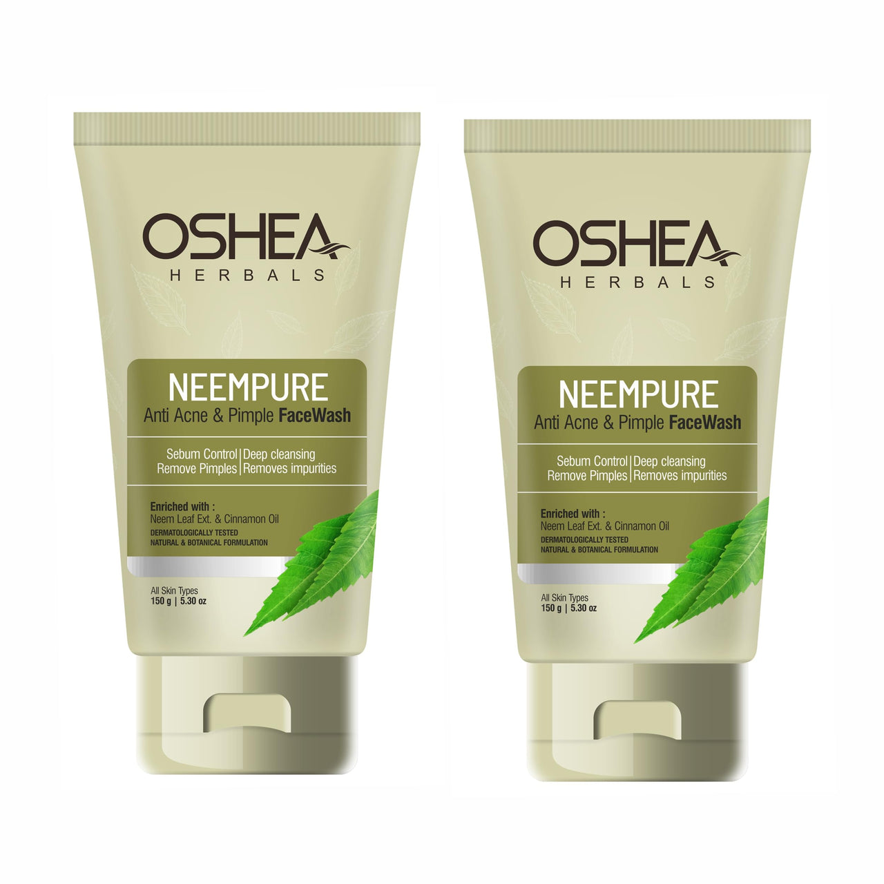 Oshea Herbals Neempure Anti Acne & Pimple Face Wash- Sebum Control | Deep Cleansing | Remove Pimples | Impurities | All Skin Types (Pack of 2)