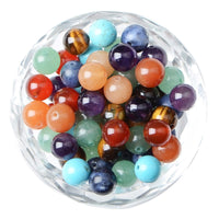 100Pcs Natural Crystal Beads Stone Gemstone Round Loose Energy Healing Beads with Free Crystal Stretch Cord for Jewelry Making (7-Chakra Beads, 8MM) Seven Chakra Beads