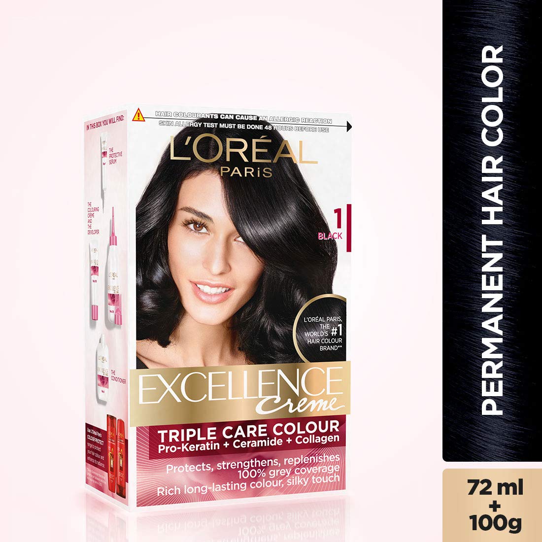 L Oréal Paris Excellence Creme Hair Color, 3.16 Burgundy, 72ml+100g & Excellence Creme Hair Color, 1 Black, 72ml+100g