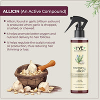 TYC Trust Your Choice Rosemary & Allicin Water Hair Spray for Hair Fall Control, Hair Growth, Scalp Health, Natural Anti-Hair Loss Treatment, 200ml