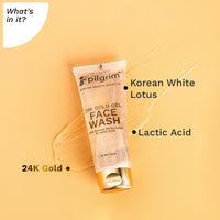 Pilgrim 24k Gold Gel Facewash with Korean White Lotus & Lactic Acid 80ml | Face wash for glowing skin | Reduce dark spot and improves skin texture | Removes dullness | For All Skin Types I For Women and Men