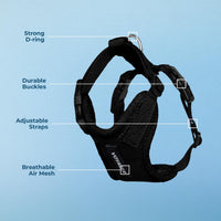 Voyager Step-in Lock Pet Harness - All Weather Mesh, Adjustable Step in Harness for Cats and Dogs by Best Pet Supplies - Black, XL Harness (Black) XL (Chest: 23 - 28