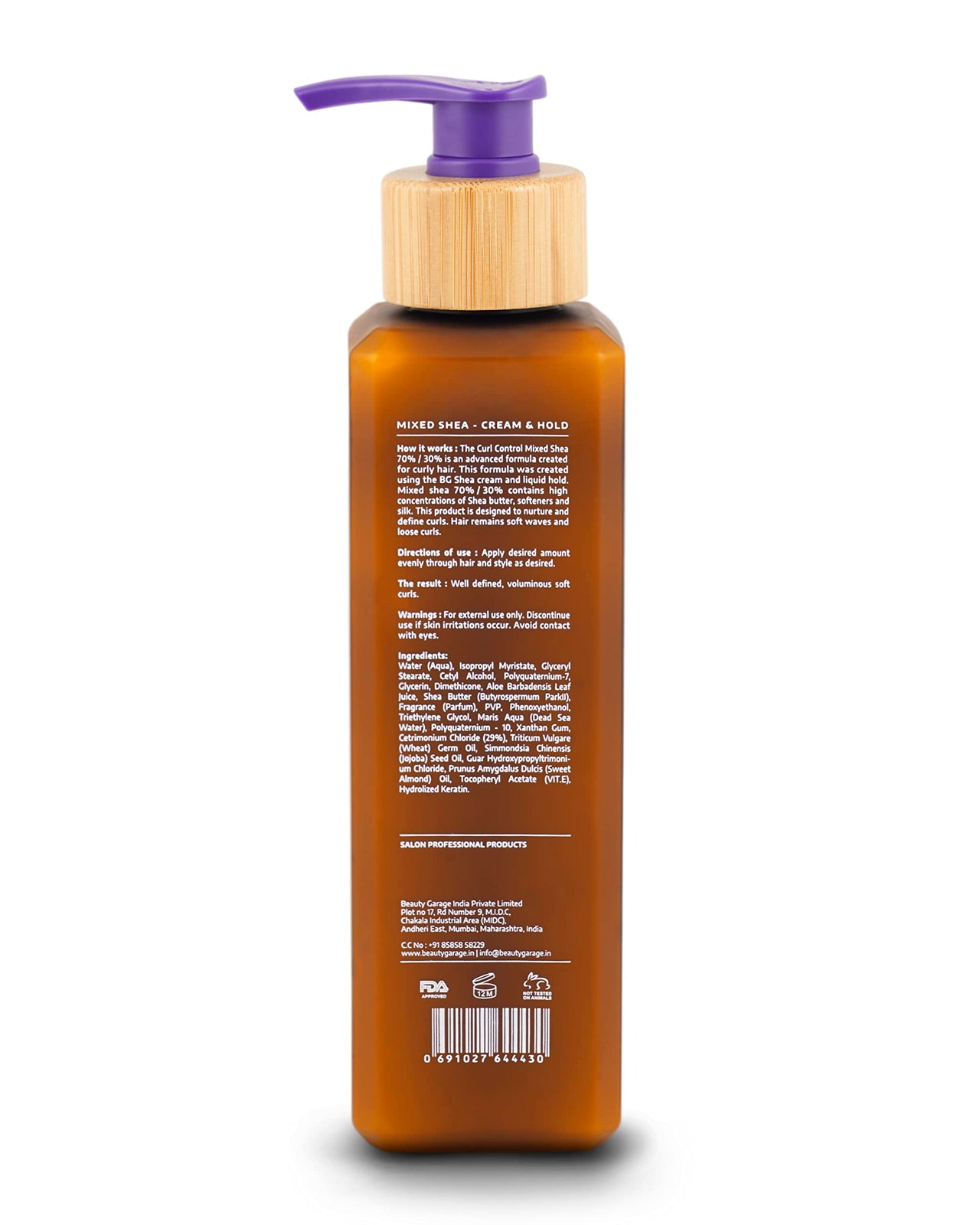 Beauty Garage Shea Curl Control Leave-In Moisturizer – Curl Cream for Curly Hair – 70% Cream & 30% Gel, Curl Cream for Hydrated, Defined, Frizz-Free Curls, 280ml