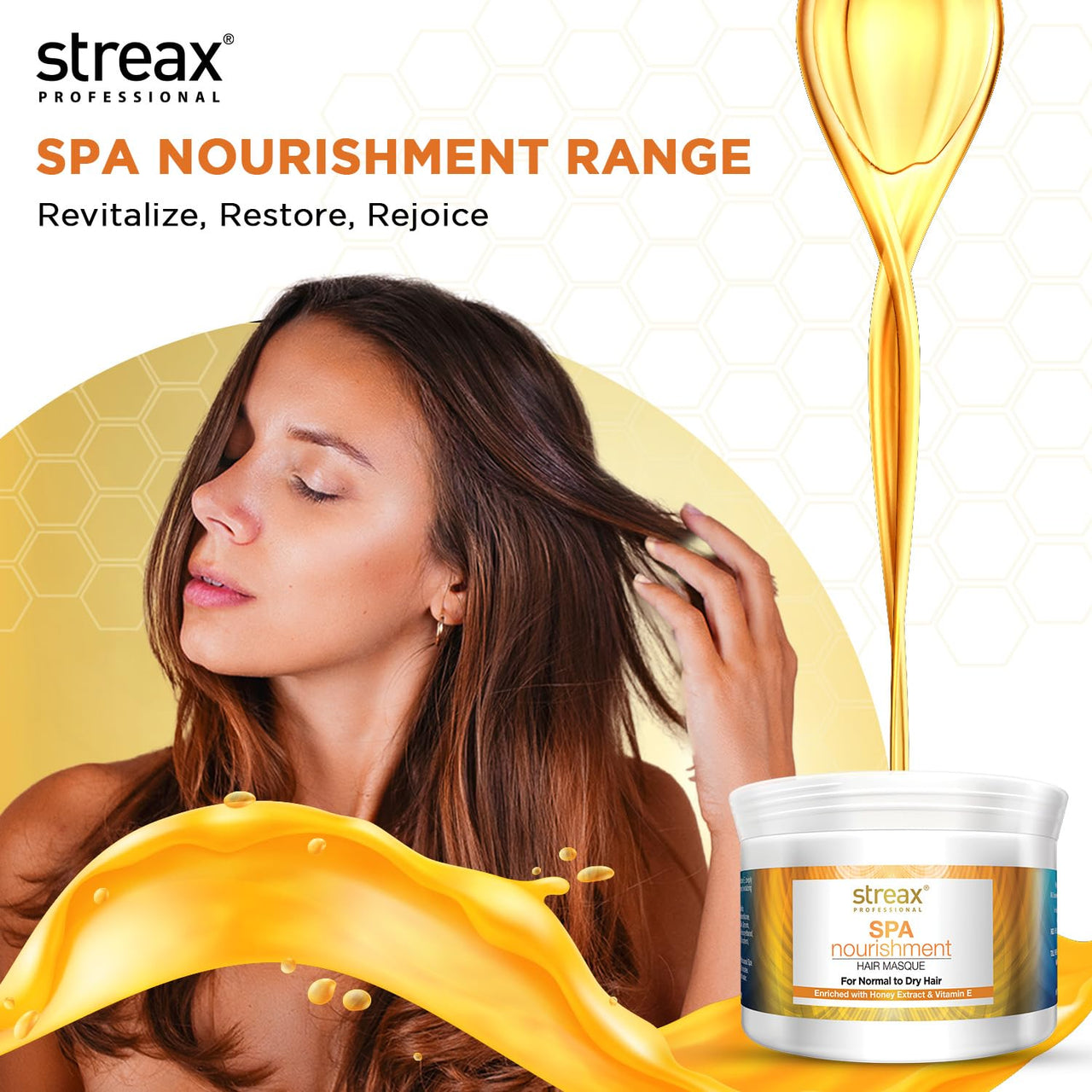 Streax Professional Spa Nourishment Hair Masque For Women|Normal To Dry Hair|Enriched With Honey&Vitamin E|Conditions,Softens&Detangles Hair|Reveals Softer,Smoother&Shinier Hair,200 G,1 Count