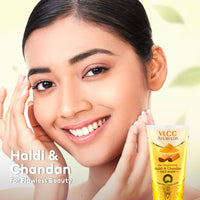 VLCC Ayurveda Skin Brightening Haldi & Chandan Face Wash - 100ml X 2 - For Skin Brightening | Paraben & Colorant Free | Chamomile Oil, Yastimadhu & Haridra Extract