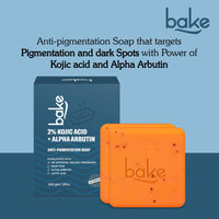 BAKE 2% Kojic Acid Scrub Treatment Soap (1 Pcs) with Alpha Arbutin, Lactic Acid & Niacinamide | For Pigmentation, Dark Spots, Tan Removal, Brightens Underarms | Soap for Women & Men | 100g x 1