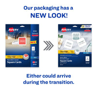 Avery Clean Edge Printable Square Cards with Sure Feed Technology, Rounded Corners, 2.5