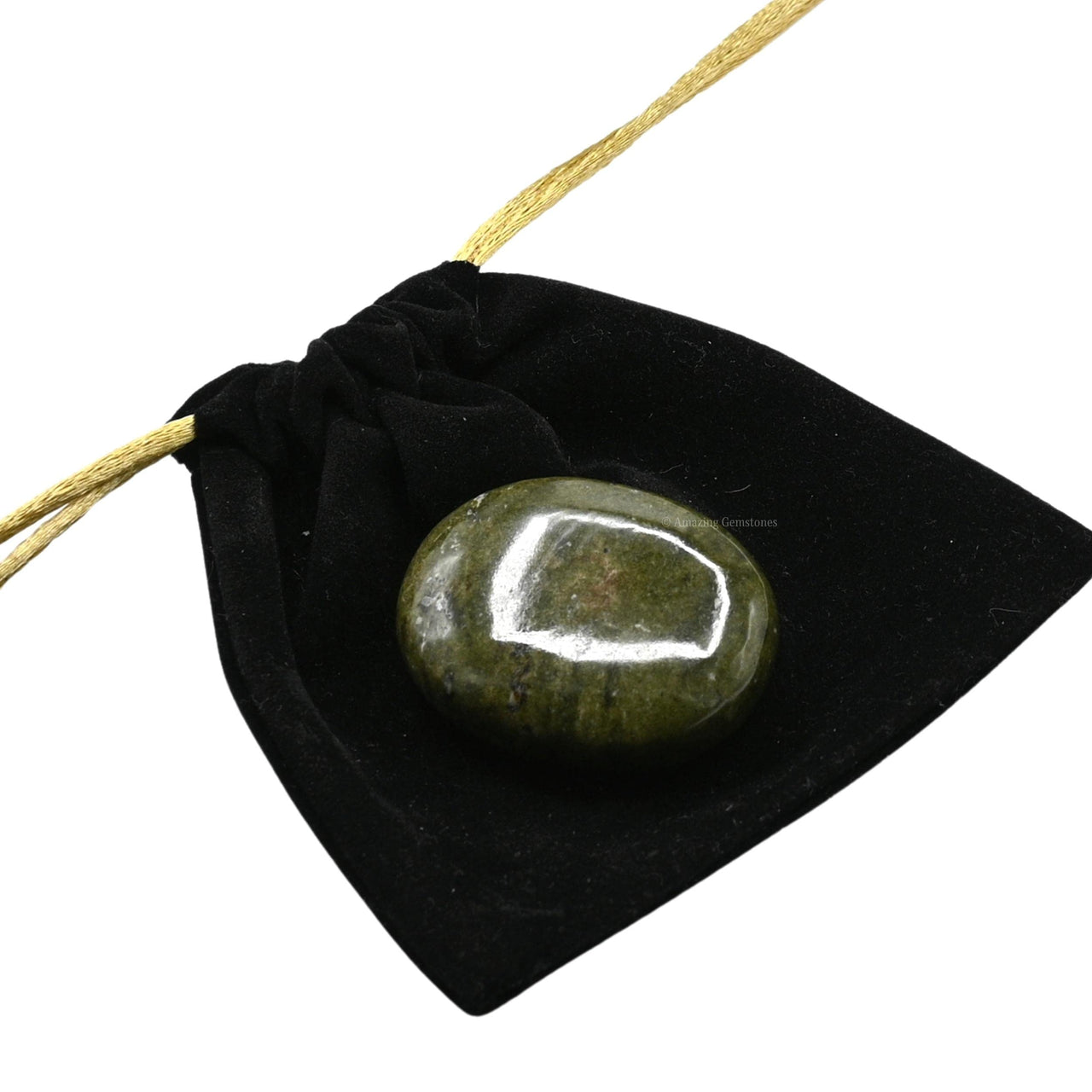 Vesuvianite Palm Stone - Pocket Massage Worry Stone for Natural Body Chakra Balancing, Reiki Healing and Crystal Grid Vesuvianite