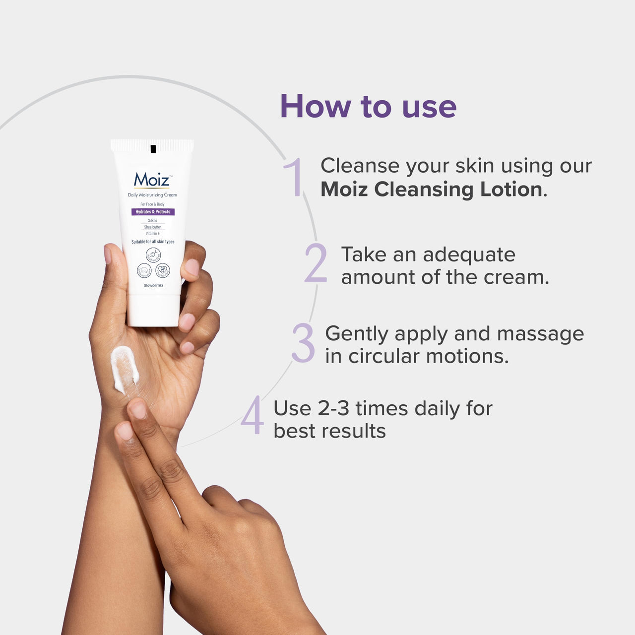 Moiz Daily Moisturizing Cream for Face & Body | Formulated with 9 Moisturizers | Suitable for Sensitive Skin | Paraben free & Cruelty free