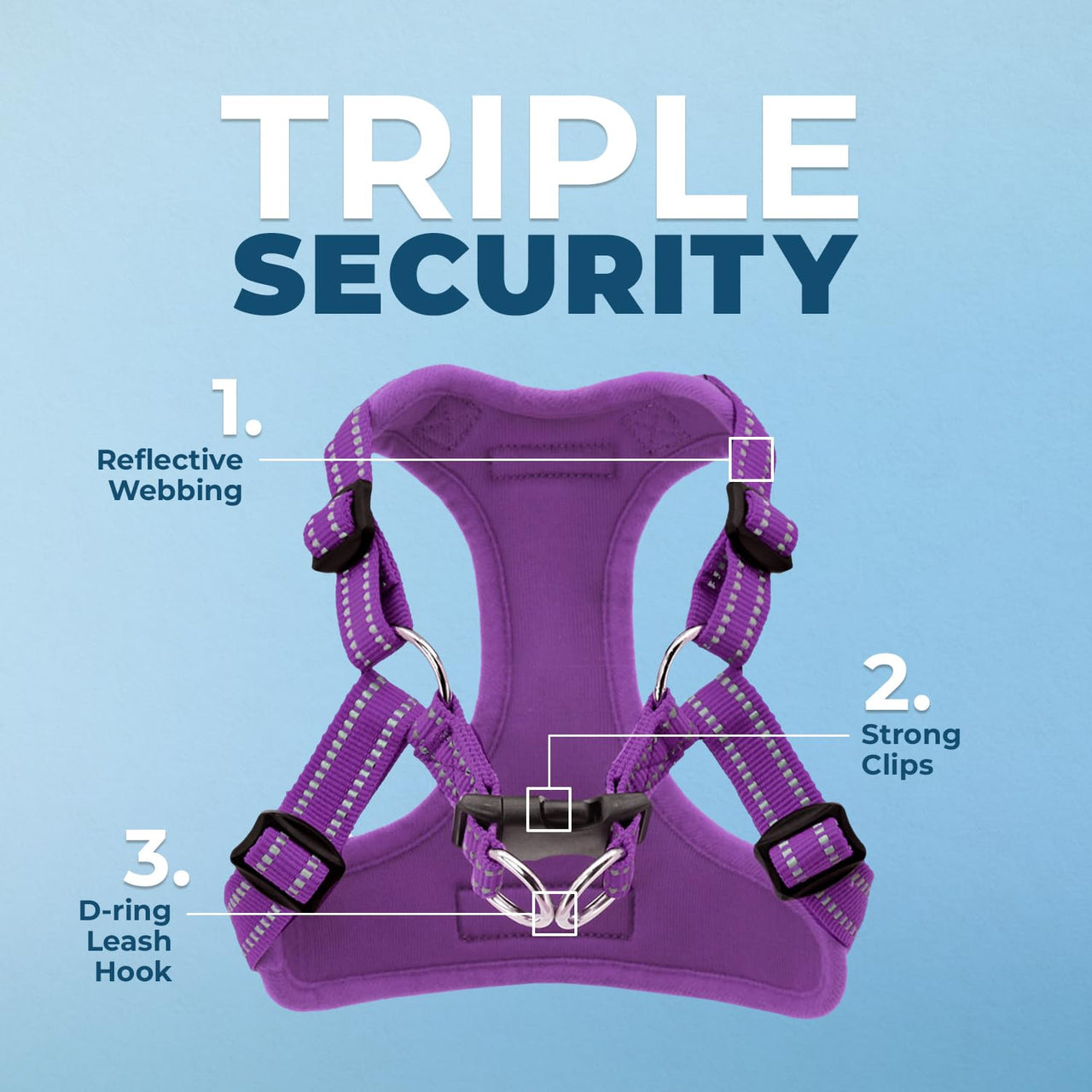 Best Pet Supplies Voyager Adjustable Dog Harness with Reflective Stripes for Walking, Jogging, Heavy-Duty Full Body No Pull Vest with Leash D-Ring, Breathable All-Weather - Harness (Purple), XL Harness (Purple) XL (Chest: 23 - 28")