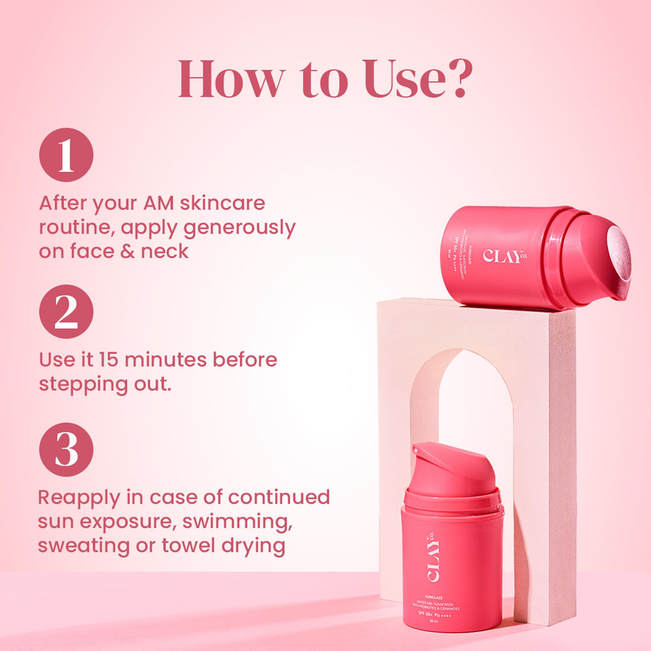 Clayco Sunglaze Sunscreen SPF 50 PA++++ | Probiotic & Ceramide-Infused | Lightweight, Non-Greasy & Fast-Absorbing | Broad Spectrum UVA, UVB & Blue Light Protection | Hydrating & Brightening | For All Skin Types (50ml)