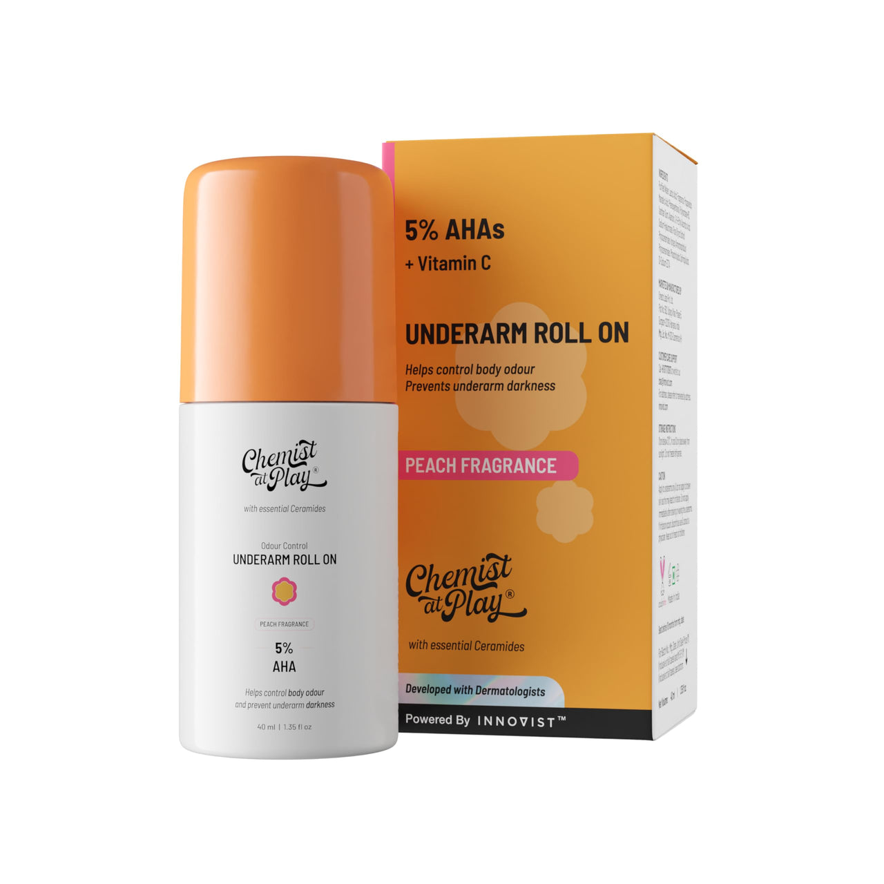 Chemist At Play 1% Salicylic Acid Exfoliating Body Wash 236ml and Chemist at Play UnderArm Roll-On with 5% AHA, Lactic Acid & 1% Mandelic Acid - 40ml