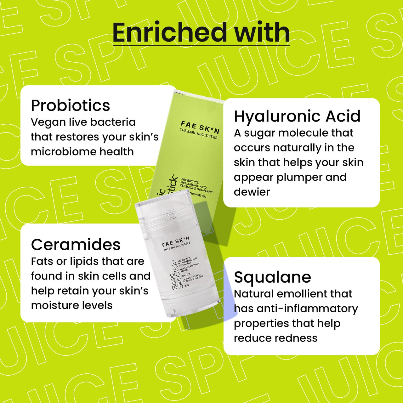 FAE Beauty Probiotic Serum In A Stick With Ceramides, Hyaluronic Acid & Probiotics | Strengthens & Repairs Skin Barrier | Non-Sticky, Cooling, Lightweight Formulation | For All Skin Types | Vegan