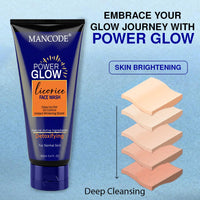 MANCODE Power Glow Face Wash for Men with licorice extract, Best Oil Control Face Wash for Men, Ideal for All Skin, Deep Skin Cleansing, Instant Whitening Boost, Suitable For all Skin Type (100 ML)