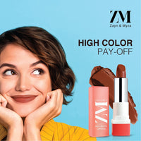 ZM Zayn & Myza Rich Matte Lipstick | Smooth and Light Weight | Intense Color in one Swipe | High Pigmentation Bullet Lip Stick Enriched with Argan oil, Murumuru and Shea Butter, (4.2 g, Forbidden)