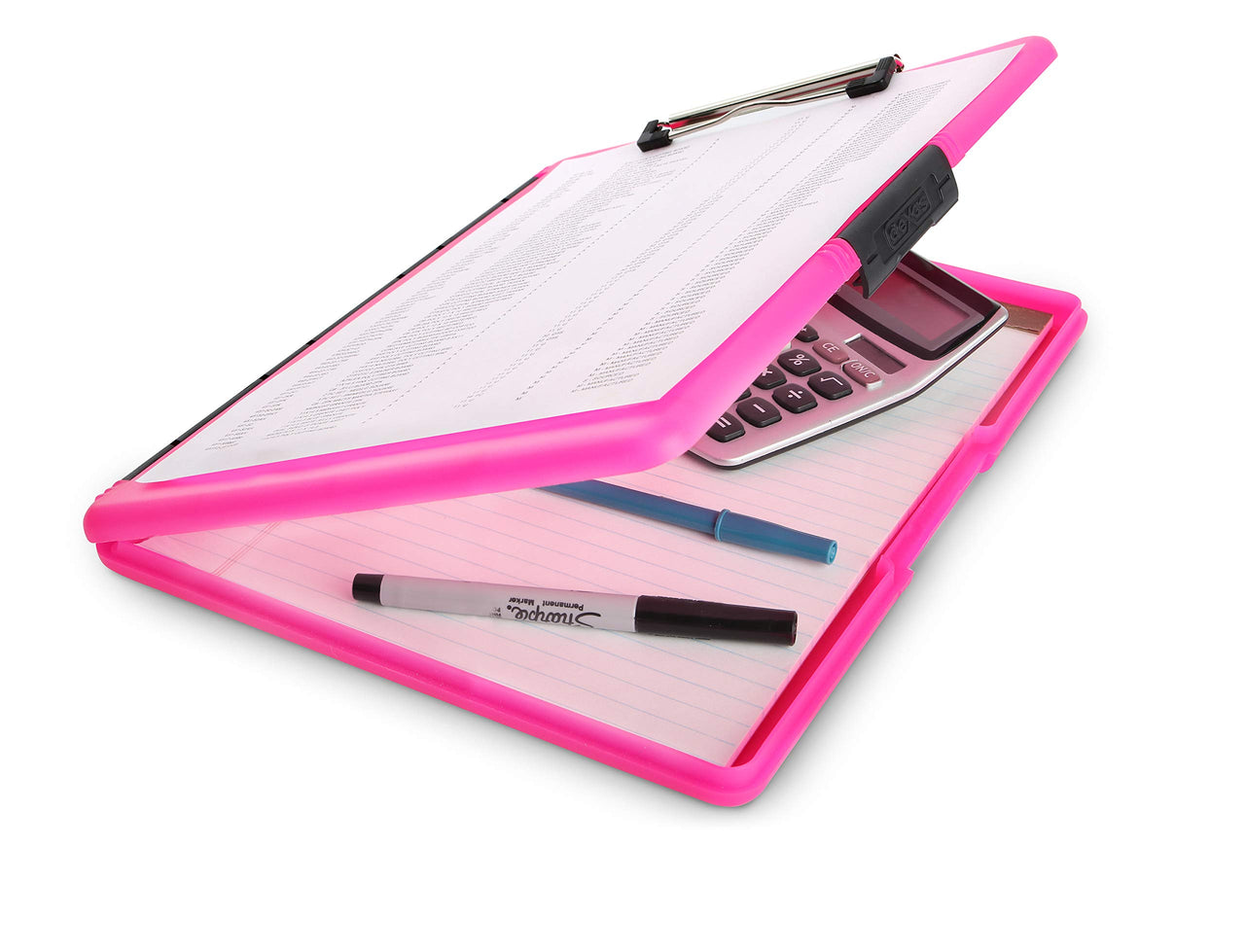 Dexas 3517-806 Slimcase 2 Storage Clipboard with Side Opening, Neon Pink. Organize in Style for Home, School, Work, or Trades! Ideal for Teachers, Nurses, Students, Homeschooling, and Beyond.