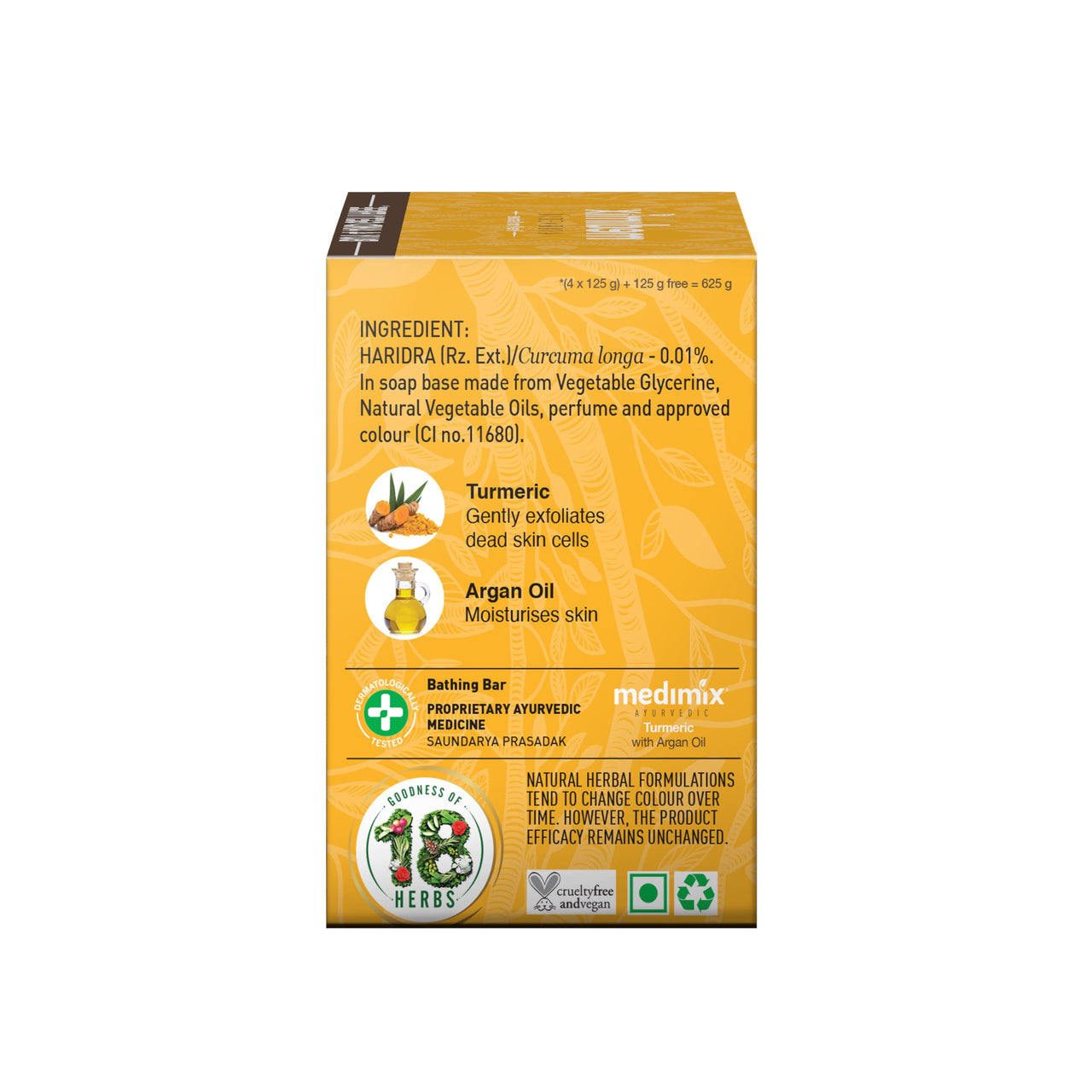 Medimix Ayurvedic Turmeric & Argan Oil Bathing Bar, 125 g (4 + 1 Offer Pack)