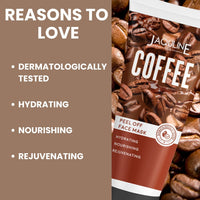 Jaquline USA Coffee Peel Off Face Mask for Men & Women both| Coffee Extract to Remove Tan & Deep Cleansing | Face Mask for Glowing Skin | Dermatologically Tested | 100ml