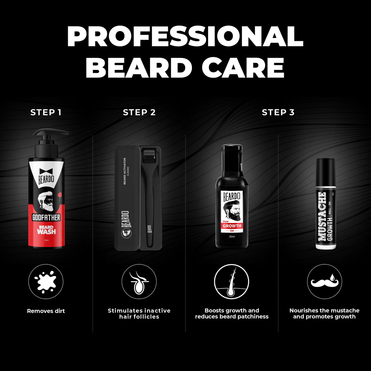 Beardo Godfather Beard Wash for men (100ml x 2) | Aromatic, Woody Scent | Purifying & Hydrating Beard and Skin Cleaner with Avocado Oil, Argan Oil | Beard Shampoo for Clean & Healthy Beard