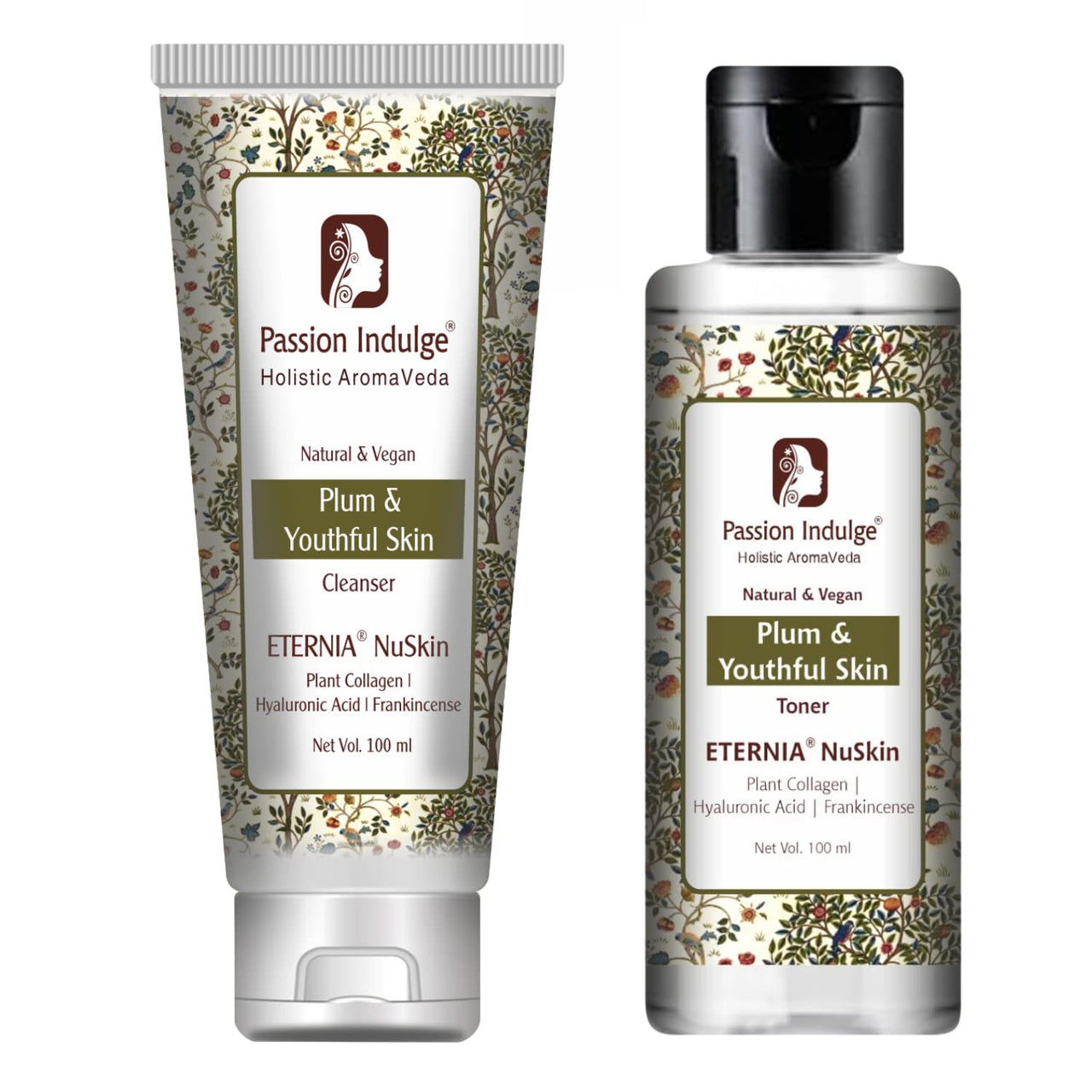 Passion Indulge Eternia NuSkin Face Cleanser 100ml & Eternia NuSkin Face Toner 100ml Combo Helps in Youthful Skin, Anti-Aging, Anti-Wrinkle With Plant Collagen, Hyaluronic Acid & Frankincense | Natural