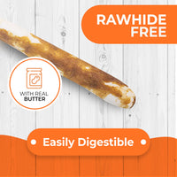 Canine Naturals Peanut Butter Chew - Rawhide Free and Dog Treats - Made from Real Peanut Butter - All-Natural and Easily Digestible - 40 Pack of 5 Inch Stick Chews 0.3525 Ounce (Pack of 40)