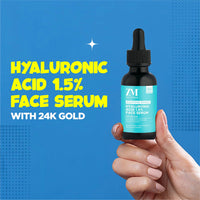 ZM Zayn & Myza 1.5% Hyaluronic Face Serum with 24K gold | For Bright, intensely hydrated & glowing skin | Keeps skin plump & improves elasticity | For all skin types, 30ml