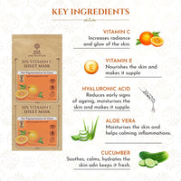 Khadi Essentials Ayurvedic Vitamin C Face Sheet Mask For Women & Men For Detan & Detox with Hyaluronic Acid (Pack of 3 * 25g)