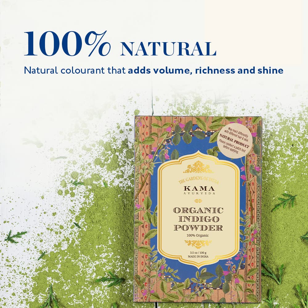 Kama Ayurveda Organic Henna Powder & Organic Indigo Powder, 100g each (Pack of 2)