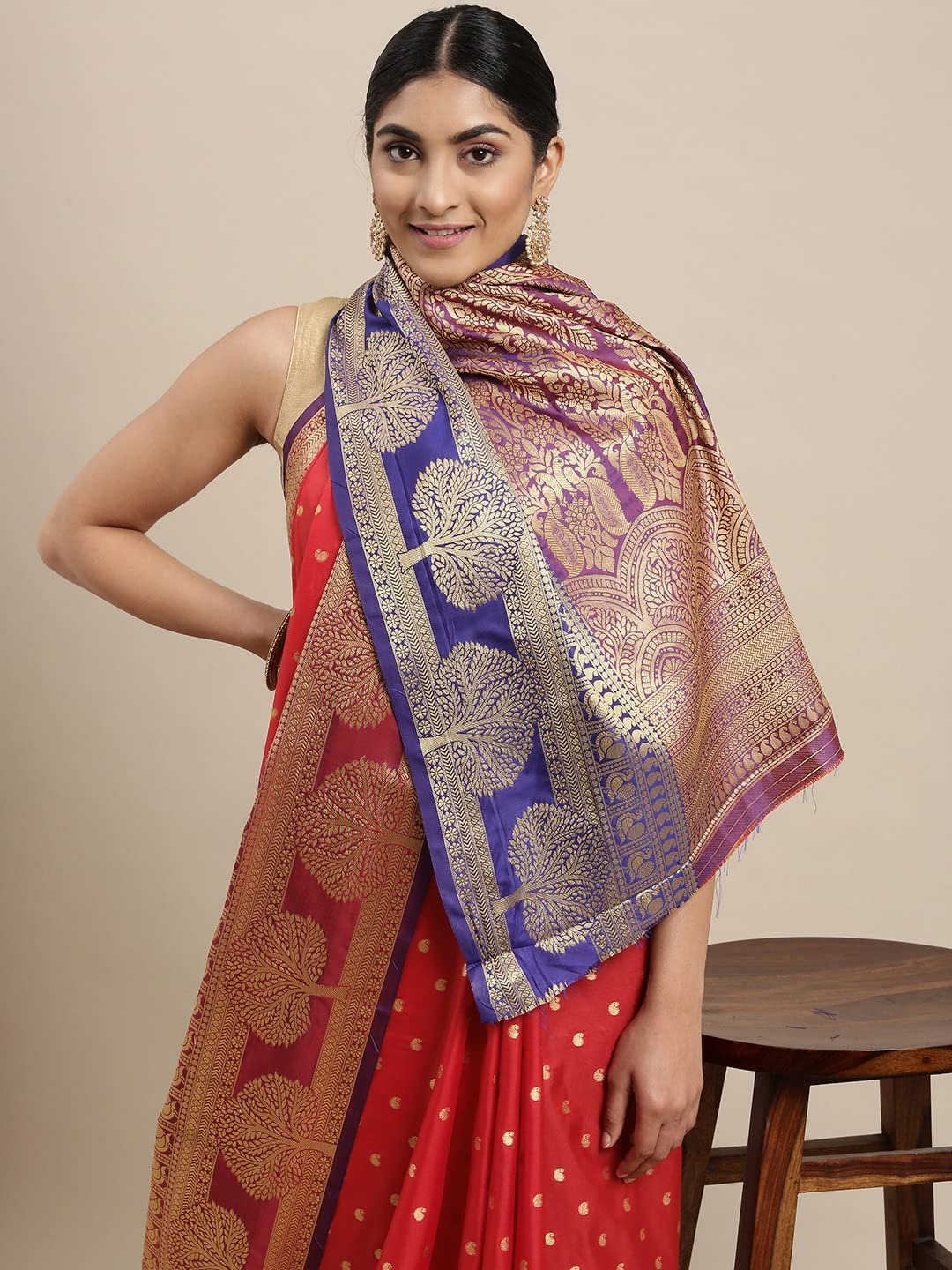 Pandadi Saree Women's  Banarasi Silk Saree With Unstitched Blouse Piece