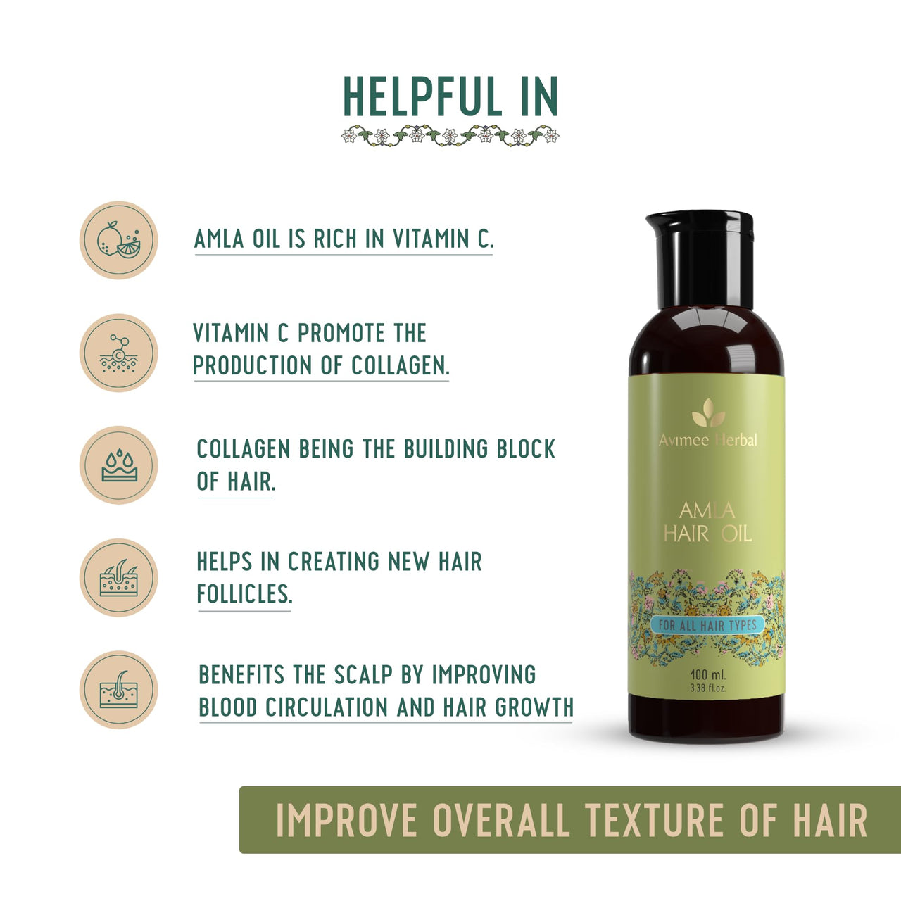 Avimee Herbal Hair Oil Combo | Pack of 3 | Onion Oil, Bhringraj Oil & Amla Oil | For Hair Growth, Hair Fall Control & Scalp Care | 3 x 100ml