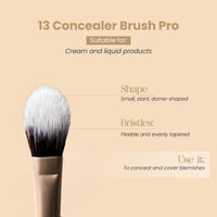 Milagro Beauty Concealer Brush 13 – Ultra-Soft, Vegan Brush for Seamless Cream & Liquid Foundation Application, Precision Coverage, Easy to Clean, Travel-Friendly, Cruelty-Free, Multipurpose Tool