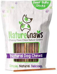 Nature Gnaws - Extra Thin Bully Sticks for Dogs - Premium Natural Beef Bones - Long Lasting Dog Chew Treats for Small Dogs & Puppies - Rawhide Free - 6 Inch 1 Count (Pack of 1)