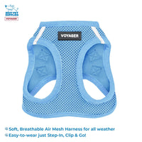 Voyager Step-in Air All Weather Mesh Harness and Reflective Dog 5 ft Leash Combo with Neoprene Handle, for Small, Medium and Large Breed Puppies by Best Pet Supplies - Set (Baby Blue), S Harness Leash Set (Baby Blue) S (Chest: 14.5 - 16