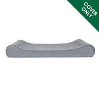 Furhaven Replacement Dog Bed Cover Ultra Plush Faux Fur & Suede Contour Luxe Lounger, Machine Washable - Gray, Medium Ultra Plush (Gray) 30.0