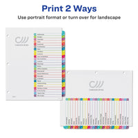 Avery A-Z 26 Tab Dividers for 3 Ring Binders, Customizable Table of Contents, Multicolor Tabs, 1 Set (11844) Contemporary