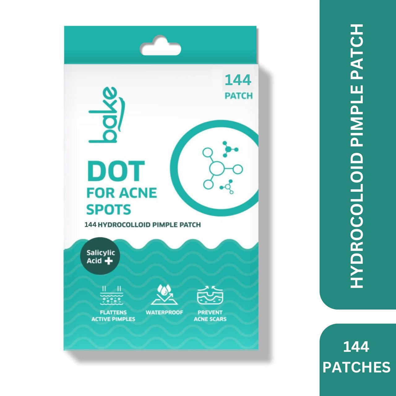 BAKE 2% Salicylic Acid Pimple Patches (144 Dots) for Acne with Hydrocolloid Waterproof Patches | For Red, Pus Filled, Active Acne | For All Skin Types