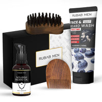 Rubab Men 4-in-1 Beard Kit for Men| Advance Beard Oil, Face & Beard Wash, Beard Brush & Wooden Beard Comb for Men| Daily Care of Beard or Amazing Gift Kit for Men