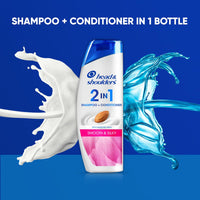 Head & Shoulders 2-in-1 Smooth and Silky Anti Dandruff Shampoo + Conditioner for Women & Men, With Almond Milk (180 ml)