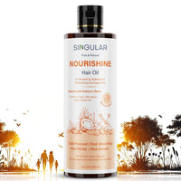 Singular Nourishine Hair Oil | Lightweight & Non-Greasy | Argan & Jojoba Oil for Dry, Frizzy & Low Porosity Hair | Cold-Pressed with Bhringraj, Coconut, Amla & Vitamin E – 200ml
