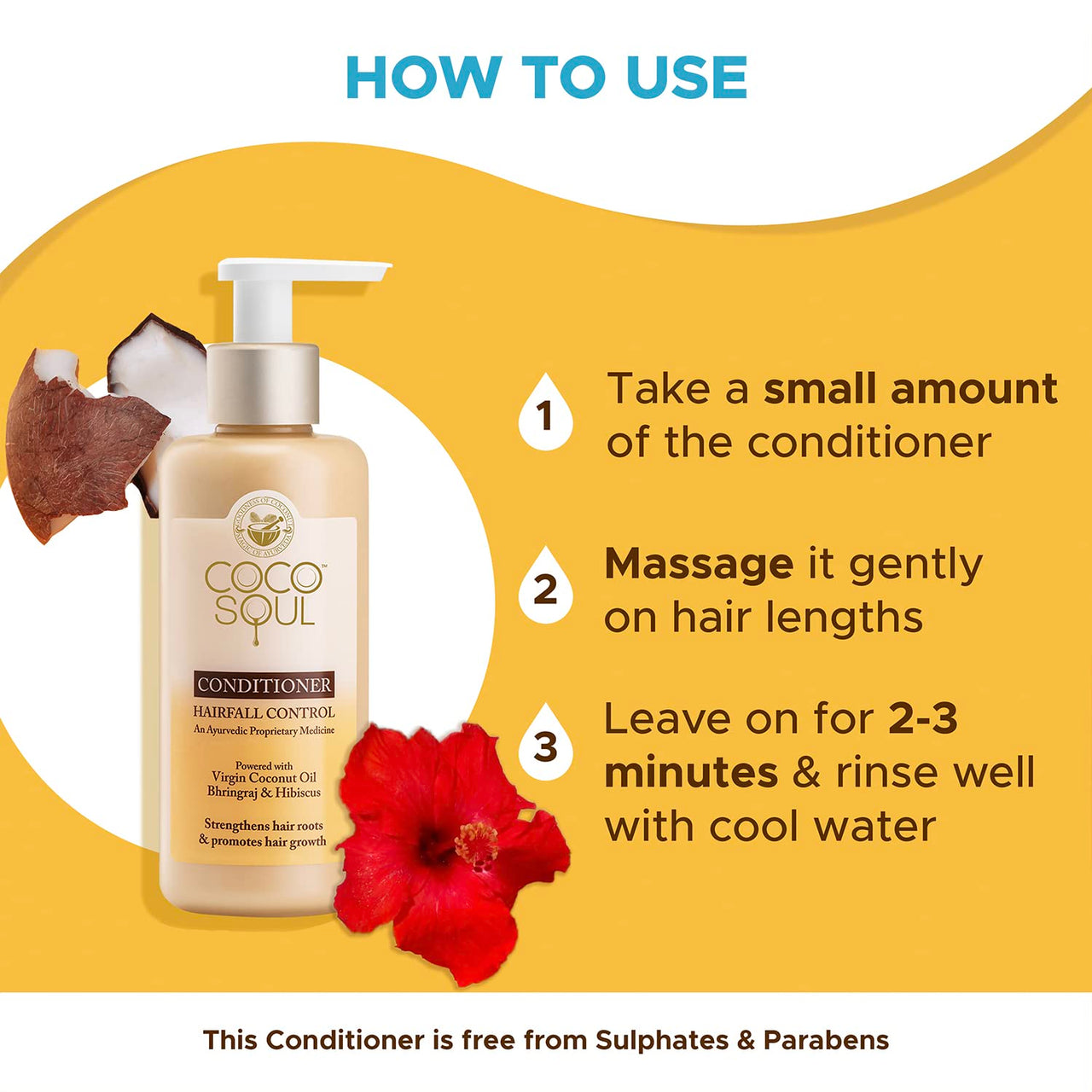 Coco Soul Hair Fall Control Conditioner with Ayurvedic Medicine | 100% Cold Pressed Virgin Coconut Oil | Bhringraj & Hibiscus | Sulphate & Paraben Free | From Makers of Parachute Advansed | 200 ml