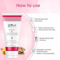 Globus Naturals Glycolic & 1% Salicylic Acid Herbal Anti Acne Face Scrub, Enriched with Liquorice & Oats, Deep Pore Cleansing & Oil Control, Reduces Dark spots & Hyperpigmentation, 100 gm