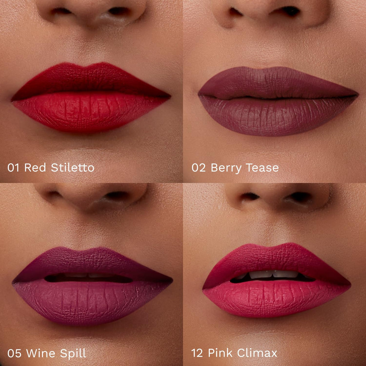 Pilgrim Matte Mini Liquid Lipstick 4 in 1 Pack Smudgeproof, Hydrating & Lightweight (Bold Mistress, 4 ml)