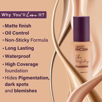 Hilary Rhoda Skin Perfecting Foundation | With SPF 15 | Super Matte Finish | Full Coverage | Oil-Control & Paraben-Free | 6 Shades | Conceals Fine Lines & Blemishes | 30g (Vanilla| Shade 02)