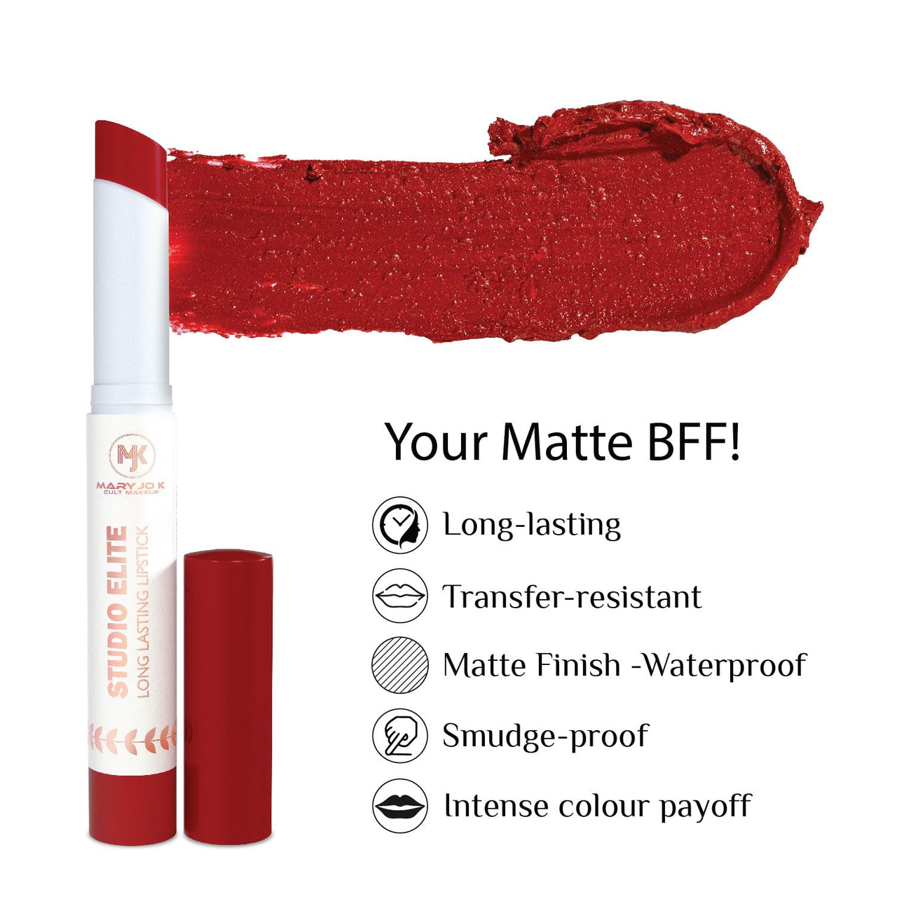 Mary Jo K Way 2 Slay Studio Elite Long-Lasting Lipstick (04 Toast Roast) | Velvety Matte, All-Day Wear (27 RED BLAZE, Standard)