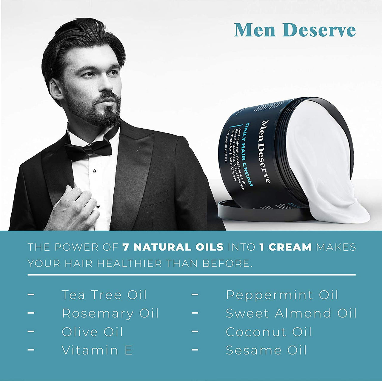 Men Deserve - Combo Pack of Daily Hair Cream & Hair Styling Cream (2x100g) | Non-Greasy Hair Cream for Men With Olive Oil, Coconut Oil, & Keratin for Dry and frizzy hair