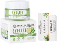 Bella Vita Organic EyeLift Hydrating Natural Under Eye Cream Gel for Dark Circles, 20 gm & Organic Lip Balm for Dry, Damaged and Chapped Lips 5 gm