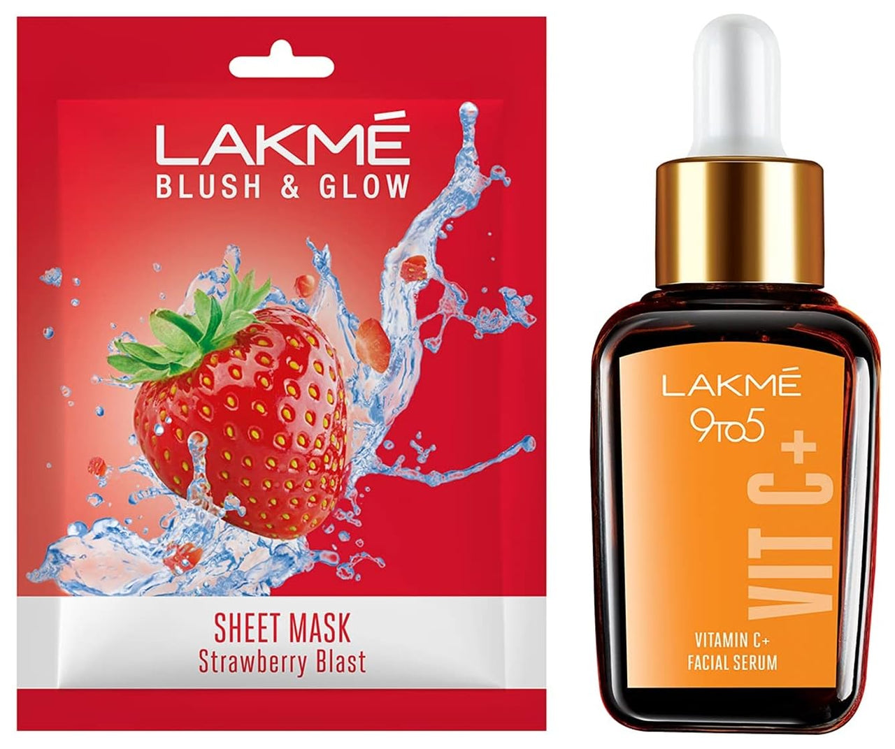 Lakmé 9 To 5 Vitamin C+ Serum (15 ml)&Lakmé Blush & Glow Strawberry Sheet Mask, 25 ml