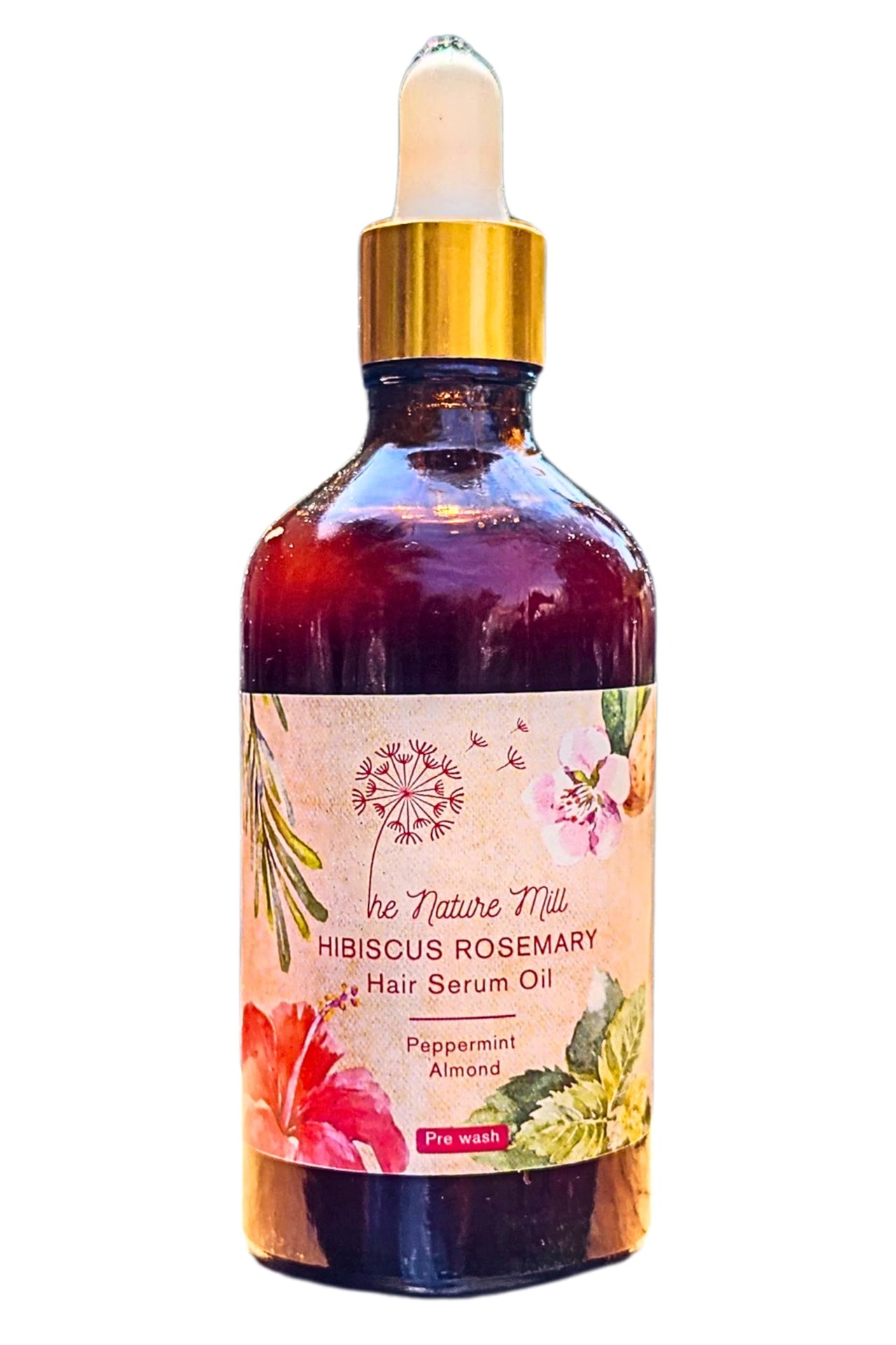 The Nature Mill Hibiscus Rosemary Hair Serum Oil. For stronger hair. 100ml (Almond Peppermint)
